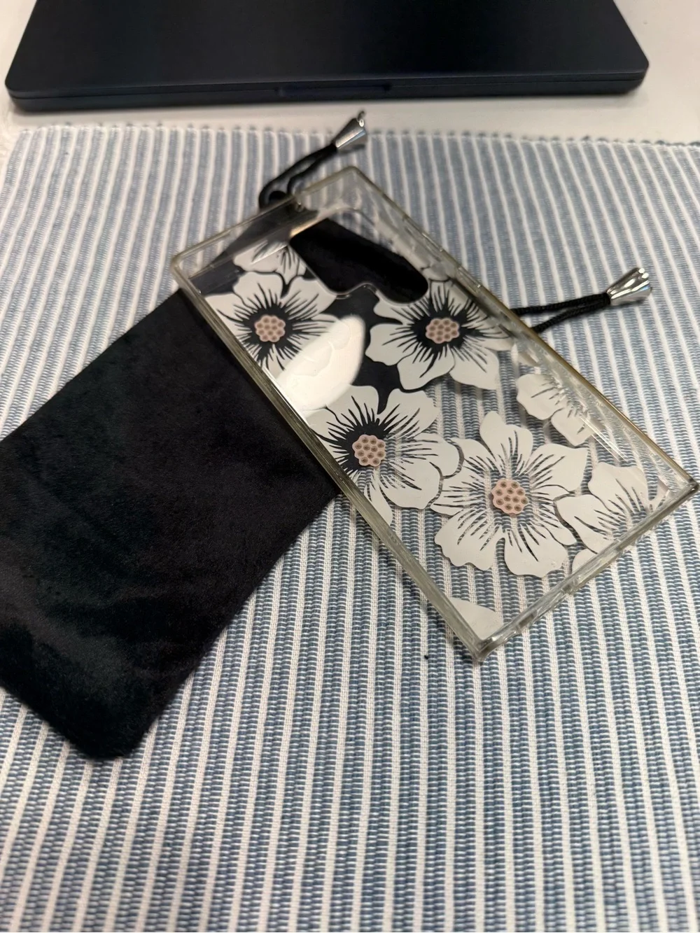 kate spade -S23Ultra- Black and Cream Floral Clear Phone Case (Good condition)